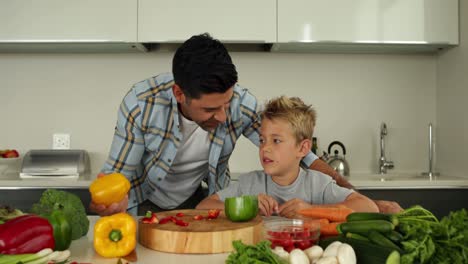 Padre-Mostrando-A-Su-Hijo-Diferentes-Ingredientes