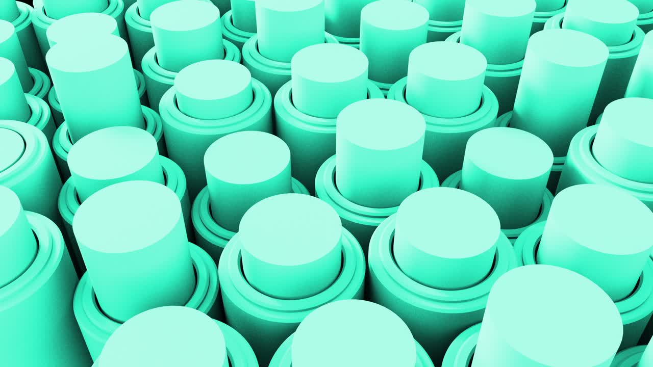 Abstract 3d cylinder shapes background render animation. 4K looping backdrop.