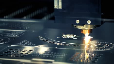 cnc laser cutting of metal, modern industrial technology.