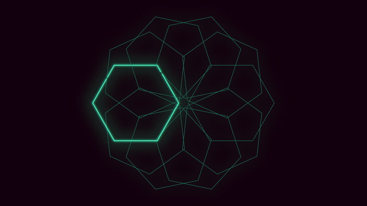 빛나는 파란색 선과 모양을 가진 현대적인 추상적인 기하학적 패턴