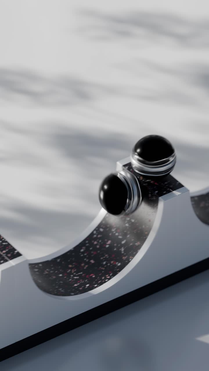 백색 램프에 검은 공의 추상 3d 렌더링