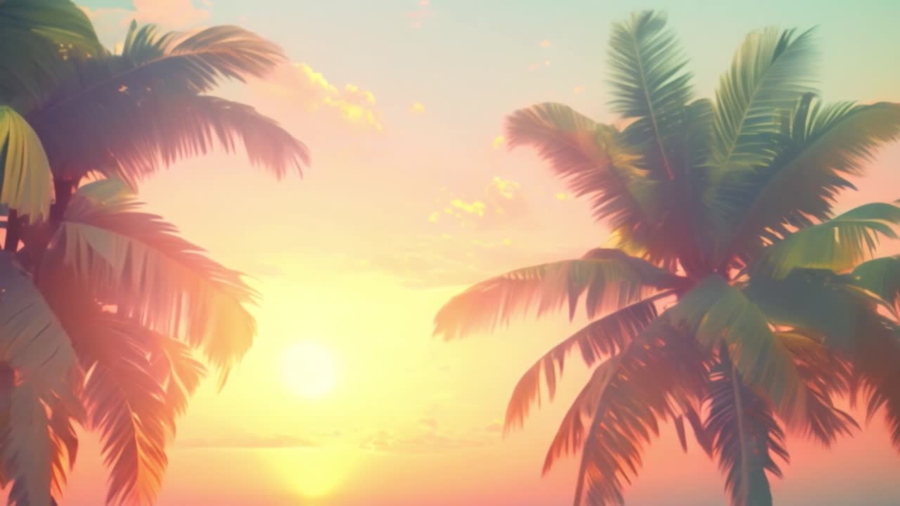 Il tramonto tropicale con le palme