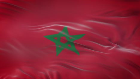 morocco flag waving in the wind with highly detailed fabric texture. seamless loop