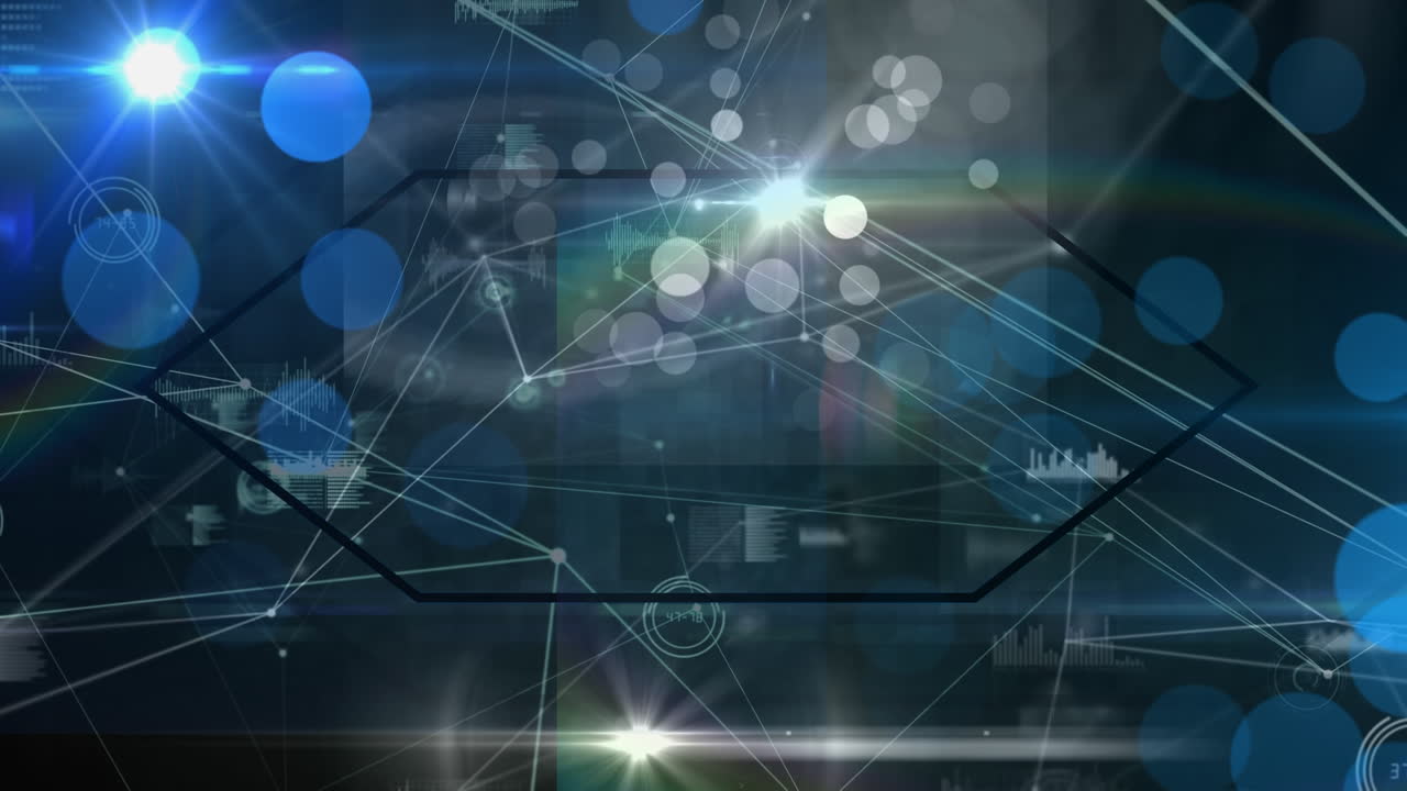 검은 바탕 위의 연결 네트워크의 애니메이션