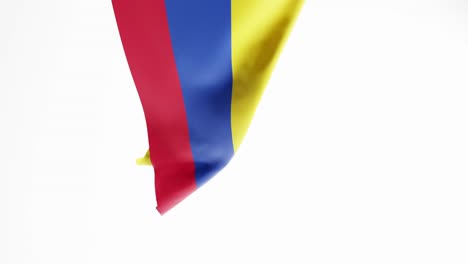Kolumbianische-Flagge-Flattert-Auf-Weißem-Hintergrund,-3D-Renderanimation,-Vertikal