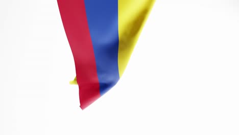 bandera colombiana ondeando sobre fondo blanco, animación 3d, vertical