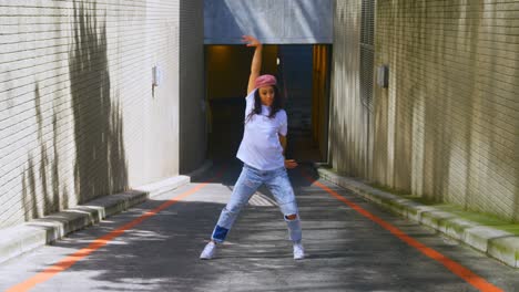 dancer practicing dance on asphalt road 4k