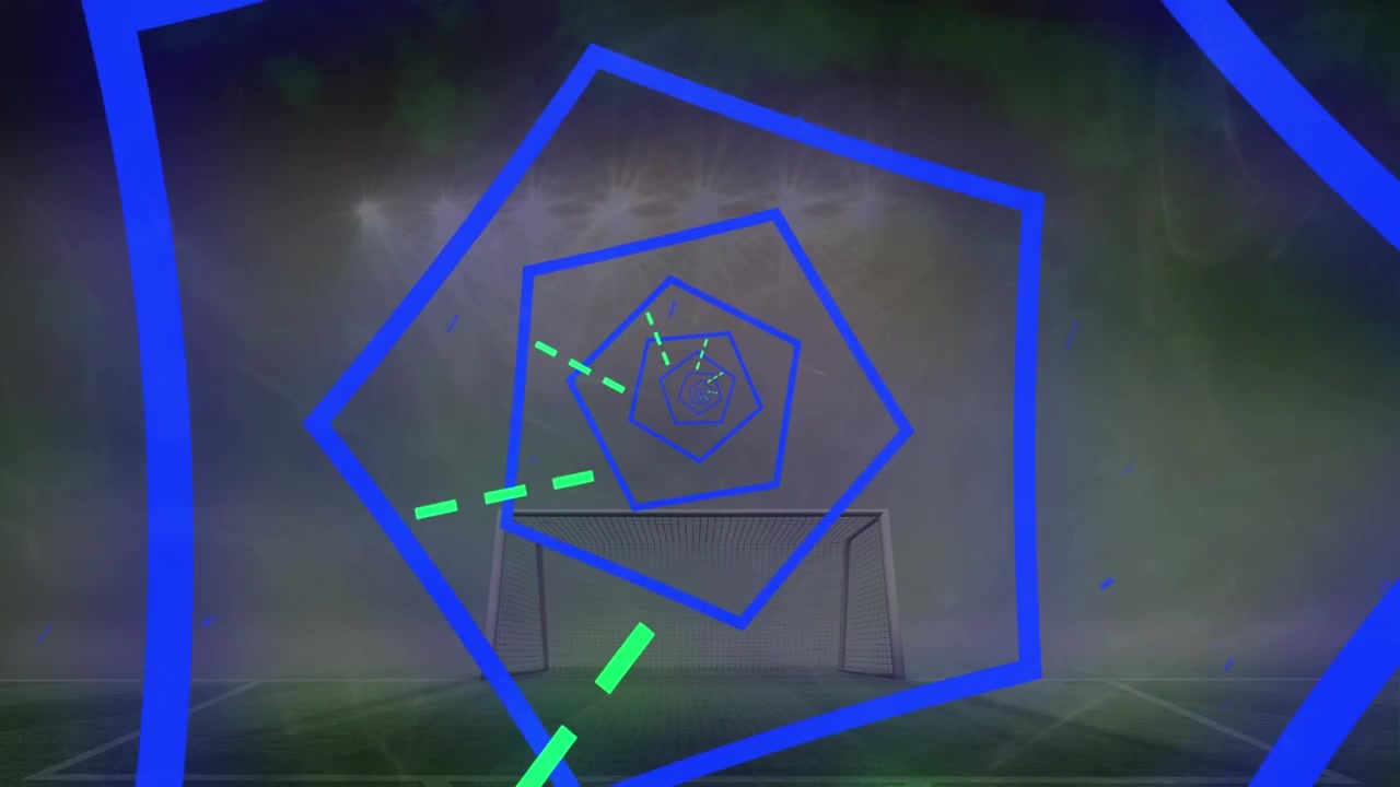 Animation of moving shapes over stadium