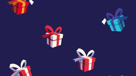 animación de feliz navidad con patrón de regalos