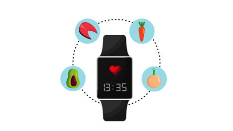 estilo de vida saludable con animación de reloj inteligente
