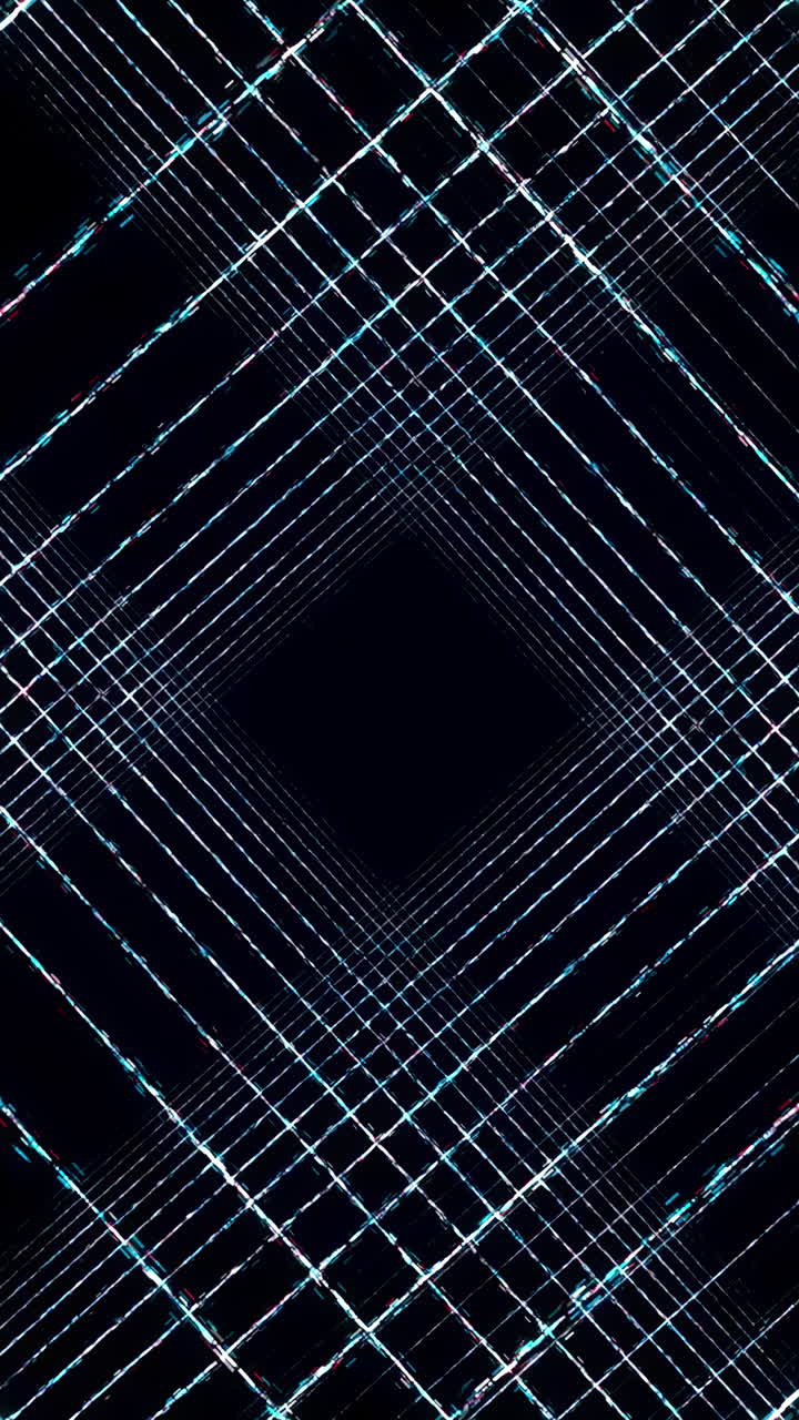 Rotating Crossed Lines Creating Diamond Vortex, Kaleidoscopic Grid Spins Into Endless Center, High Energy