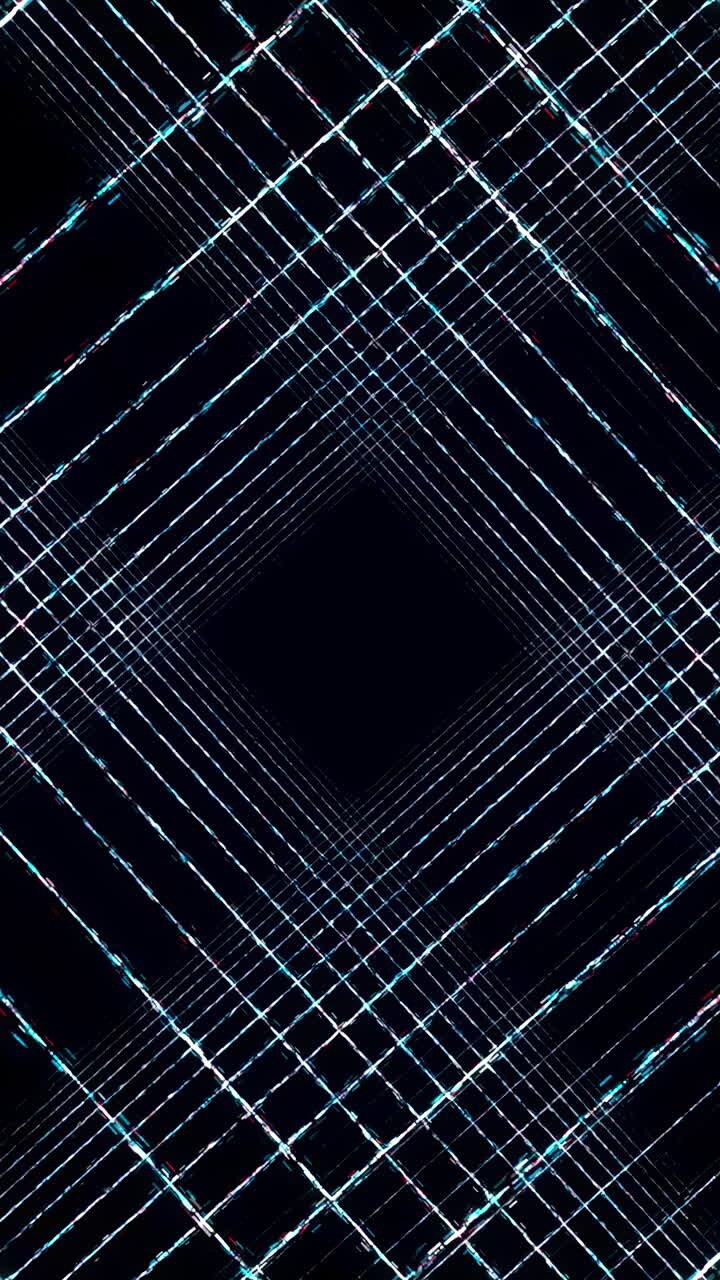 Rotating Crossed Lines Creating Diamond Vortex, Kaleidoscopic Grid Spins Into Endless Center, High Energy