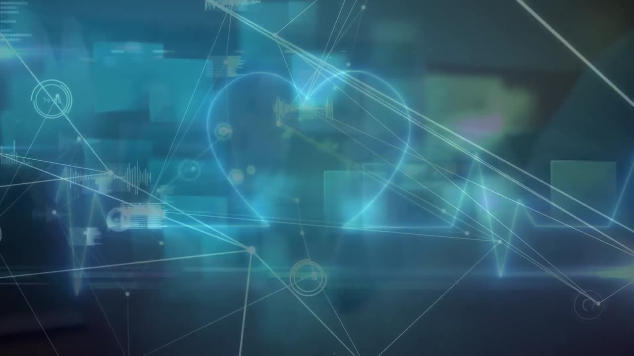 연결 네트워크의 애니메이션과 다양한 데이터의 손