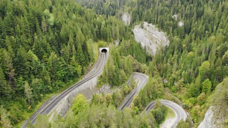 cheile bicazului nature reserve with meandering road in north-eastern romania