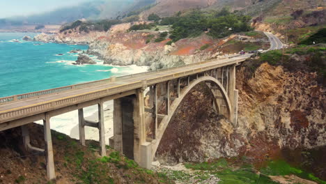 west california's big sur and rocky creek bridge seen from above