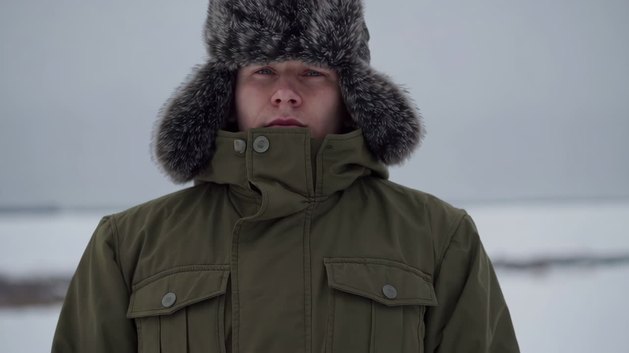 Man in winter clothes