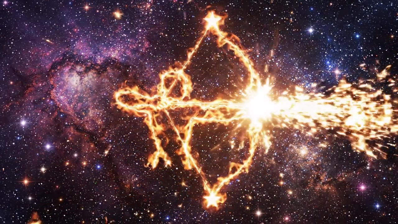 A Celestial Transformation: From Distant Stars to the Fiery Archer of the Cosmos, Unveiling the Beauty and Mystery of the Universe Through Cosmic Symbols