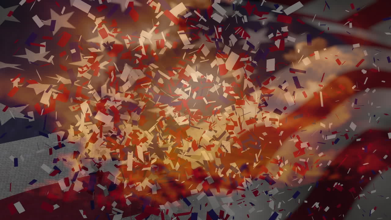 Confetti and American flag