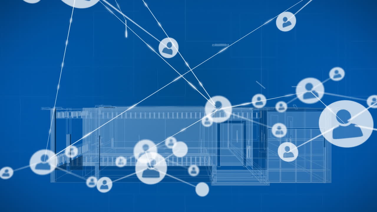 집 계획에 대한 연결 네트워크의 애니메이션