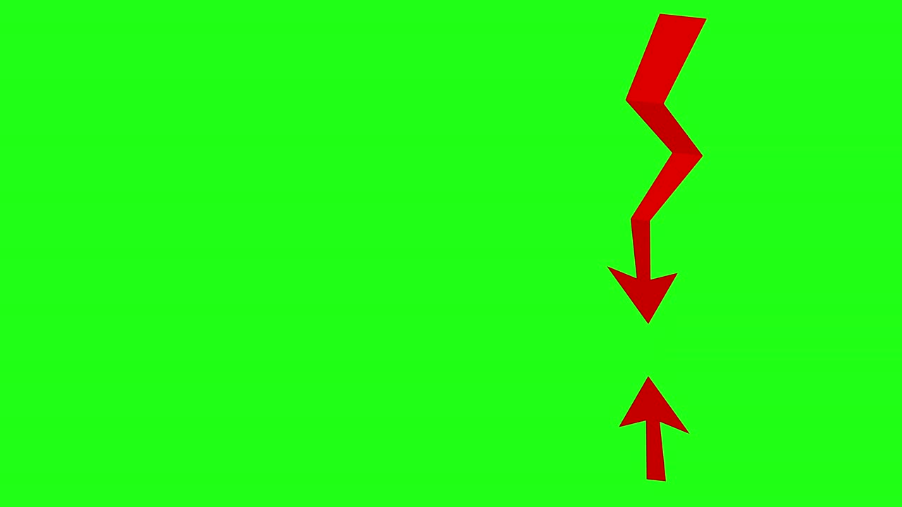 el concepto de la flecha roja hacia abajo financiero, fondo de pantalla verde. animación 4k.