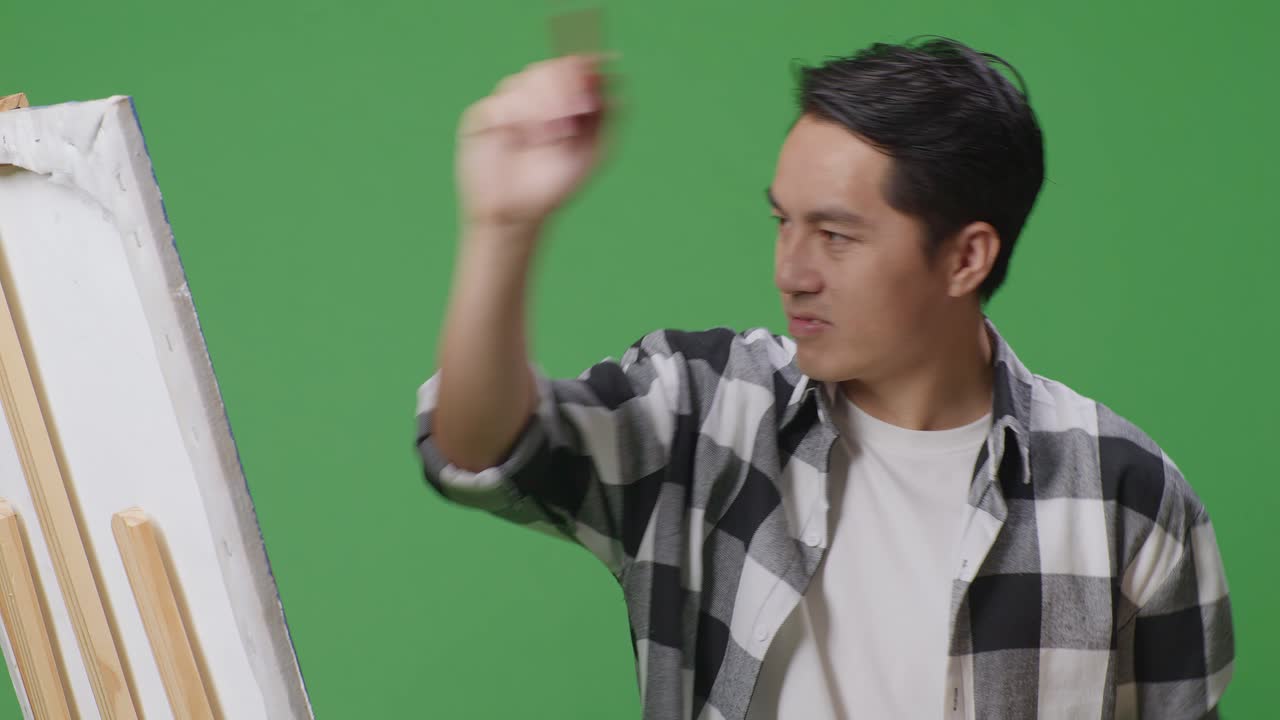 Man Painting on Easel