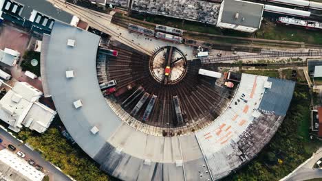 railway turntable for locomotives - aerial clip