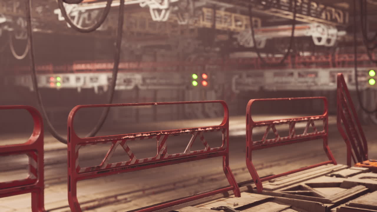 Cargo terminal operations on a vast space station with advanced technology