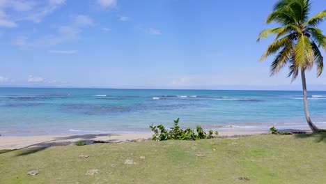 drone shot at low altitude towards the beach of esperalda