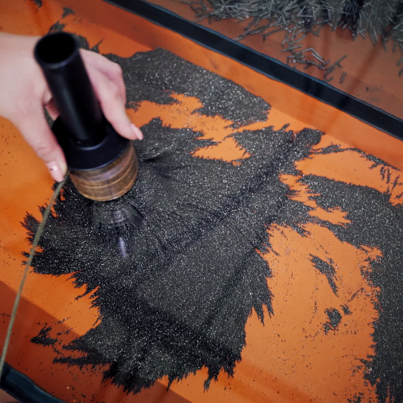 Iron powder under the influence of a magnetic field. Museum of Science