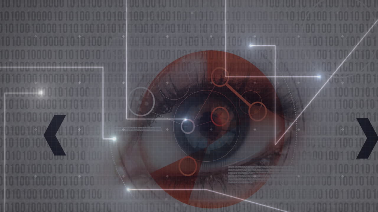 animación de la tecnología de escaneo ocular sobre código binario
