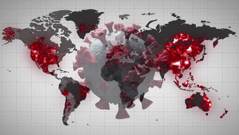 Animation of covid 19 cell over world map and data processing