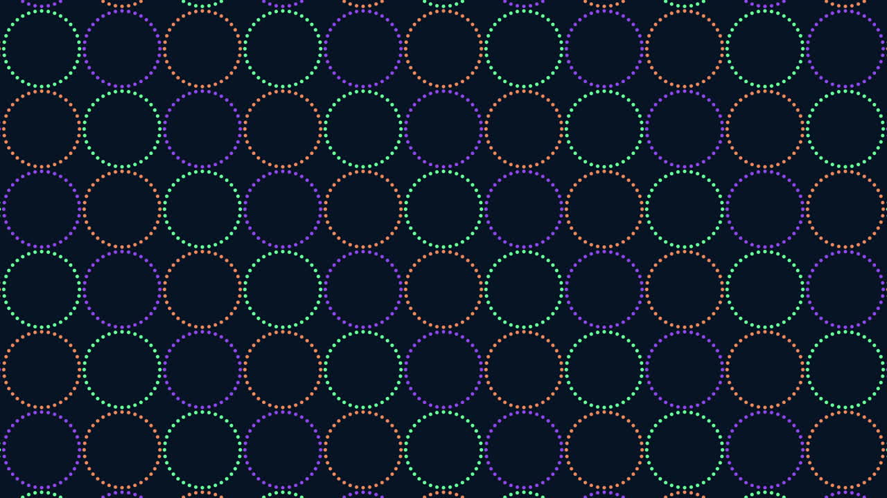 Circular kaleidoscope vibrant pattern of colorful circles on black background