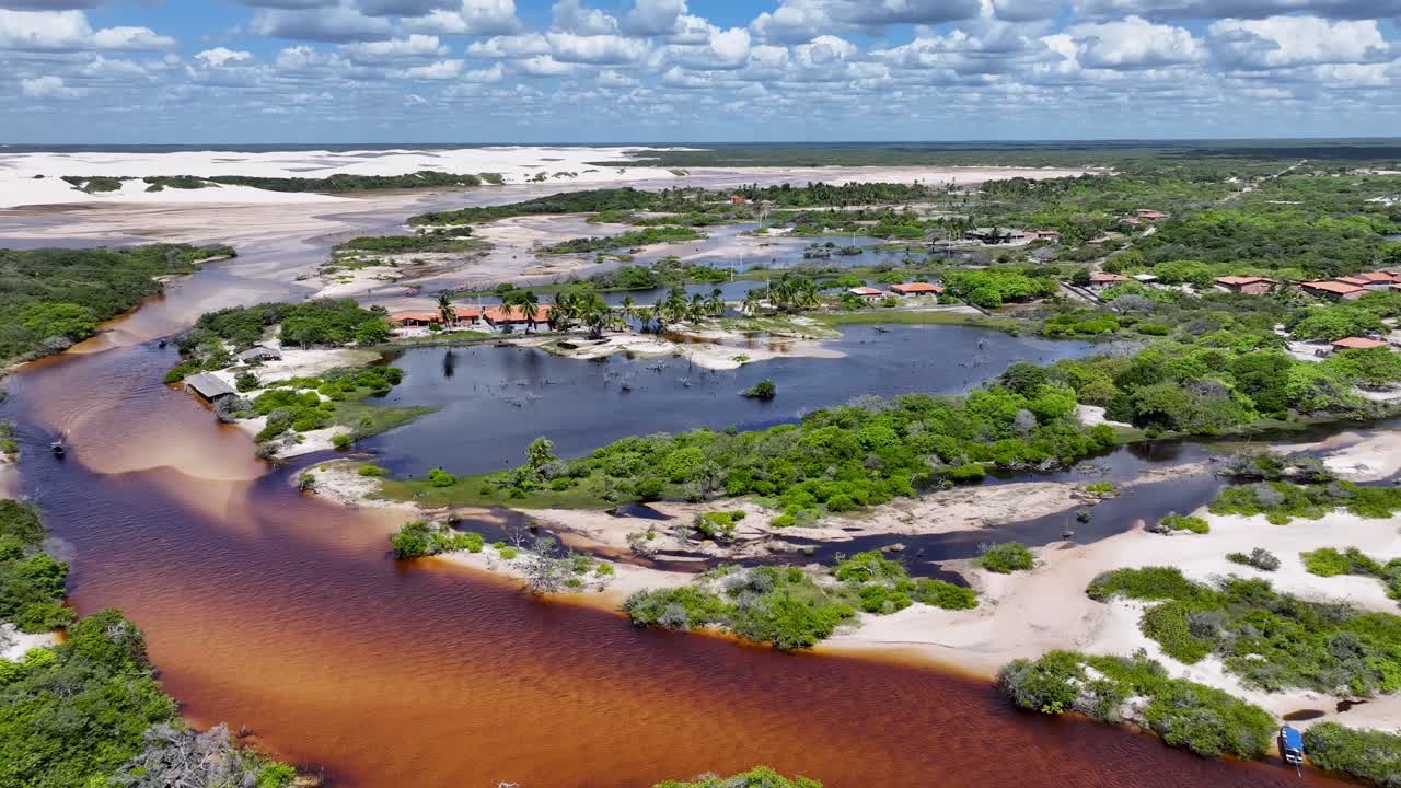Betania Village At Santo Amaro In Maranhao Brazil. Nature Landscape. Beautiful Rainforest. Betania Village At Brazil. Oasis Scenery. Colored River. Native Village. Brazil Northeast