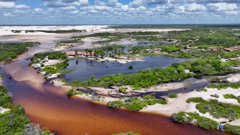 betania village at santo amaro in maranhao brazil. nature landscape. beautiful rainforest. betania village at brazil. oasis scenery. colored river. native village. brazil northeast