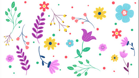 gráfico en movimiento de flores pintadas de colores de fondo