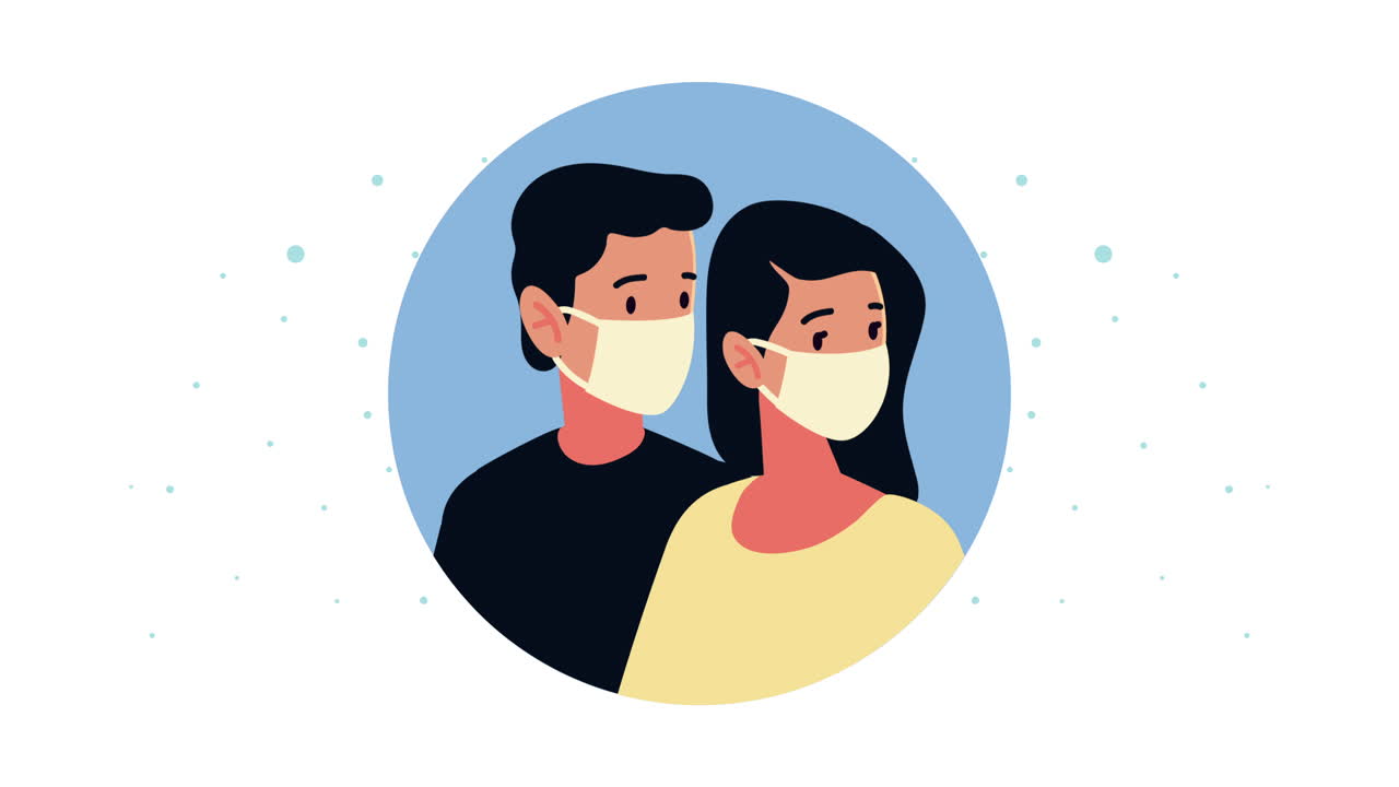 마스크를 착용한 커플