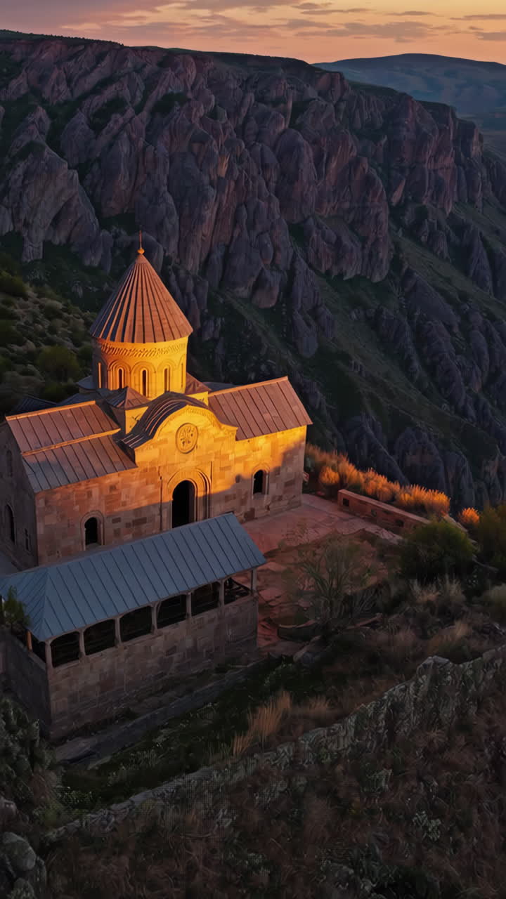 Sunrise over a Mountaintop Church in Armenia