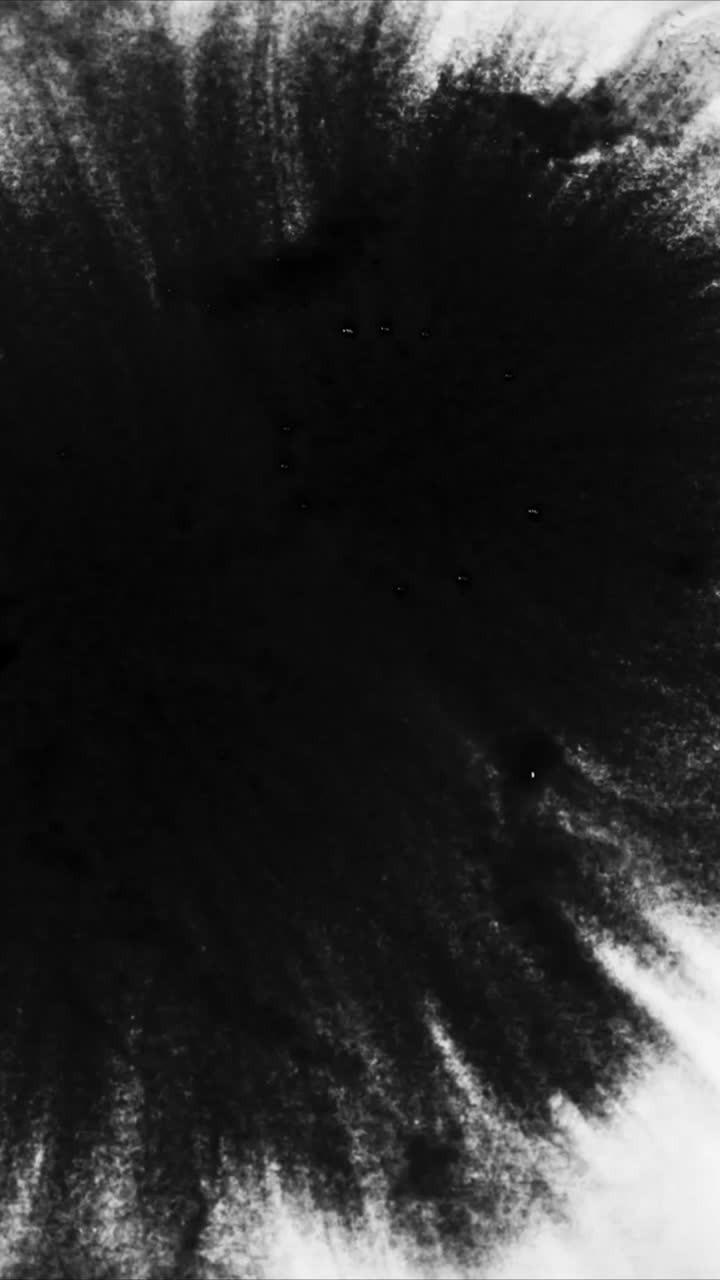 Inchiostro Nero che si Diffonde e si Macchia su Sfondo Bianco
