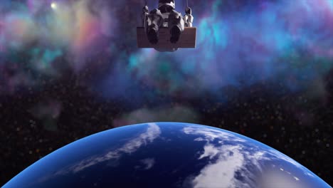 astronauta balanceándose en el espacio