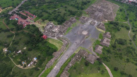 teotihuacan, mexico, aerial views of pyramid of the moon with climbers