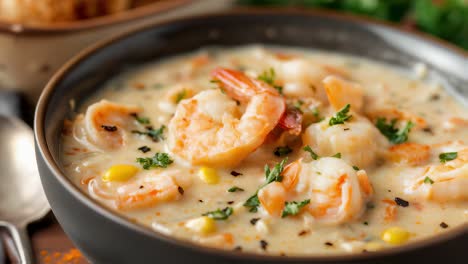 shrimp chowder in a bowl
