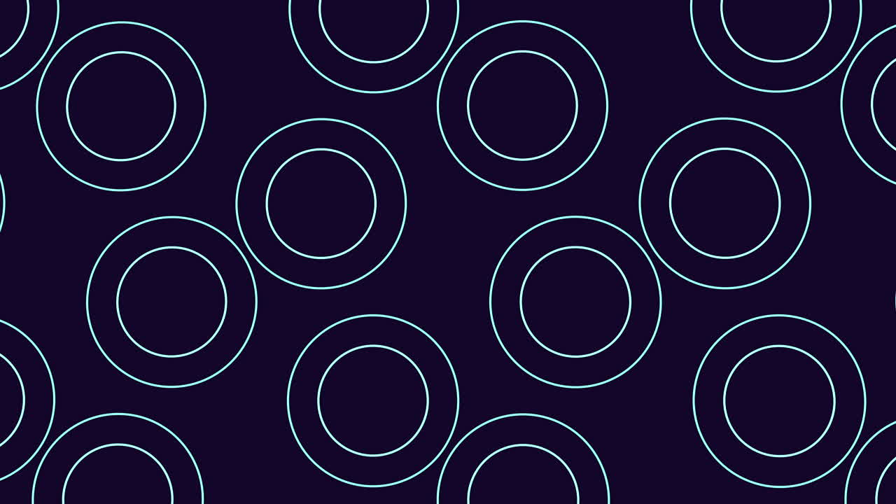 círculos blancos flotantes en un patrón circular sobre un fondo oscuro