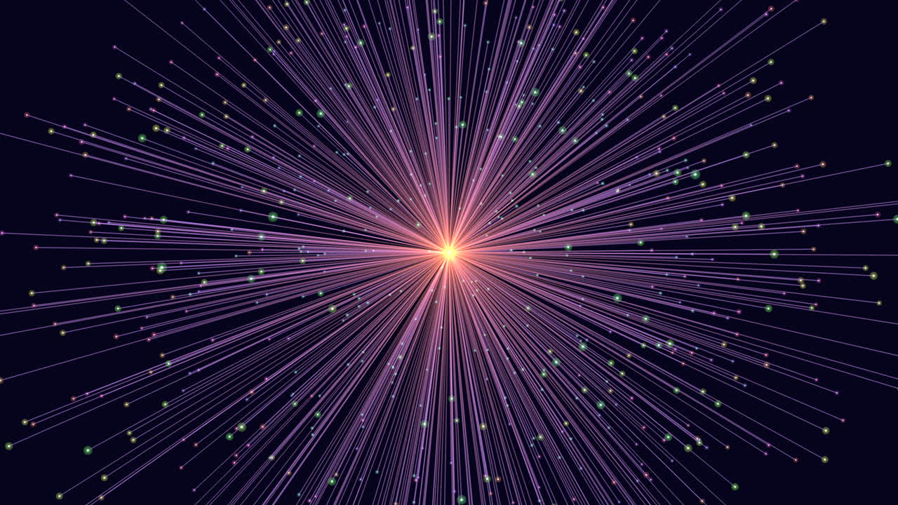 Futuristic sphere with lines and neon dots in dark space