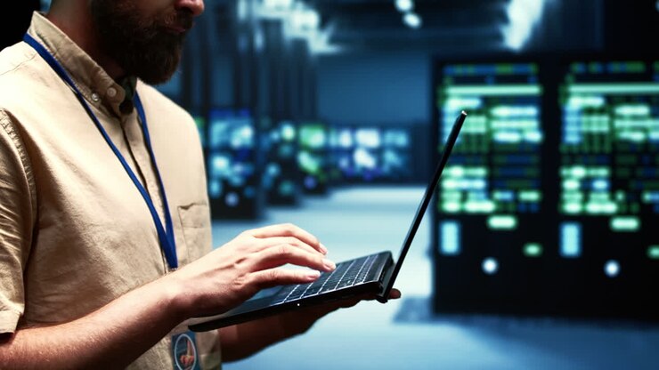 Technician checking server event logs