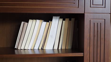 books on wooden bookshelf