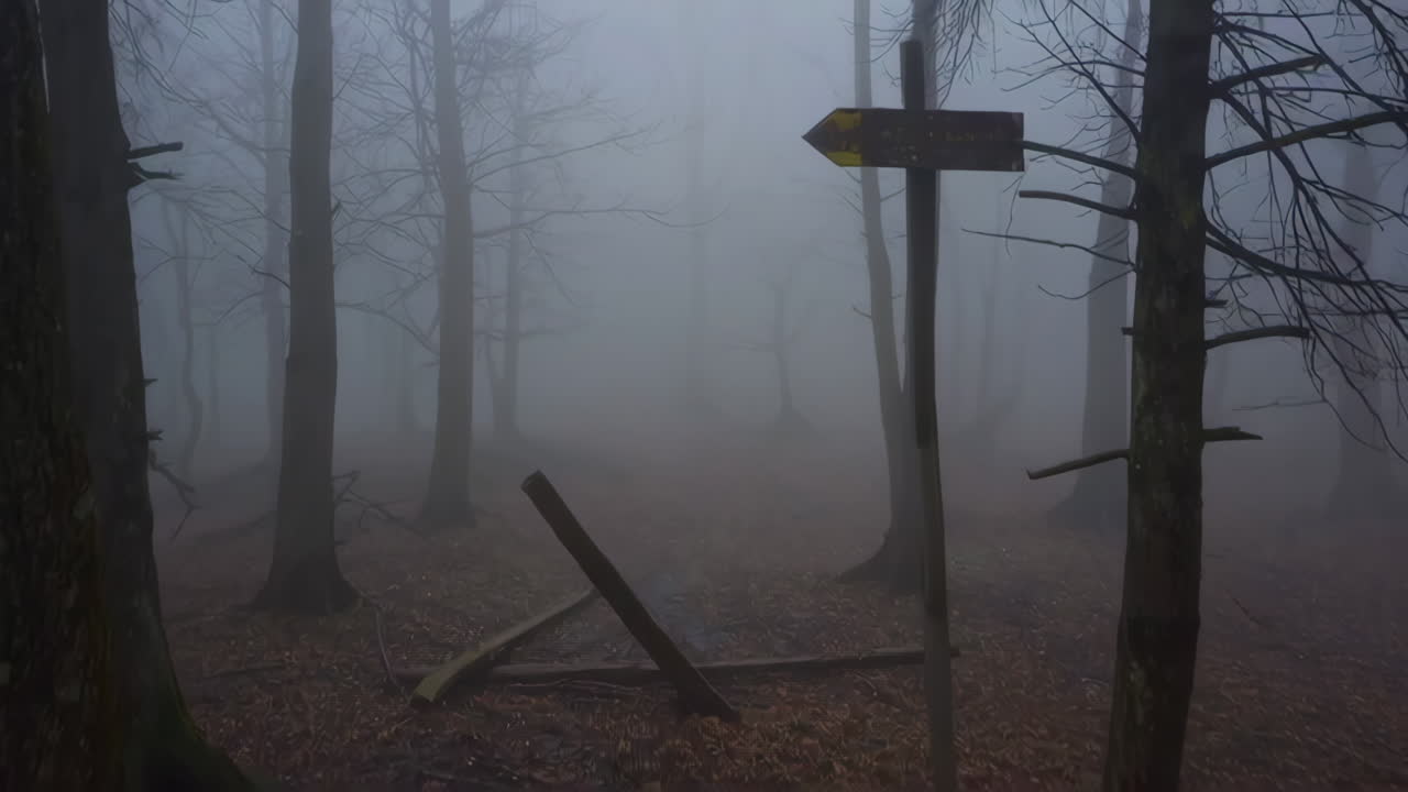 туманная лесная тропа