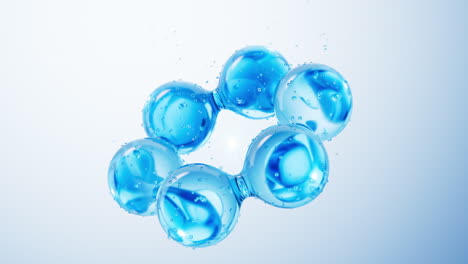 transparent blue molecule and water bubbles underwater, 3d rendering.