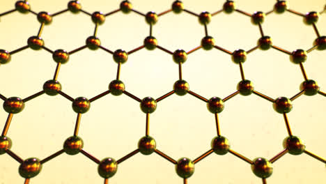 Nahtlos-Schleifenfähige-Animation-Der-Graphenstruktur.-Reflektierende-Dunkle-Kohlenstoffatome-In-Wabenform.-Chemische-Forschung.-Technologie:-Nanostrukturfasermolekül-Oder--partikel.-Wissenschaft:-Sechseckig.