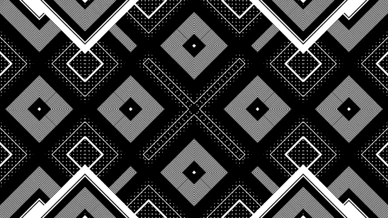 Abstract Geometric Pattern Animation with Pulsing White Lines on Black Background