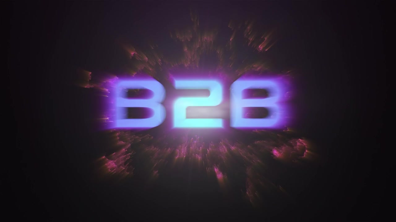 Esplosione luminosa, rivelazione di testo B2B blu e rosa